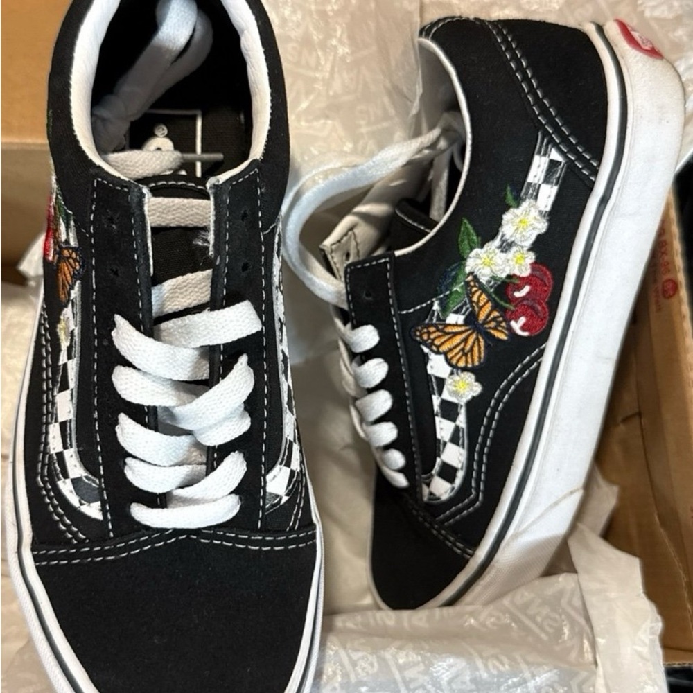 Vans Old Skool Checker Floral Sneakers 4.5